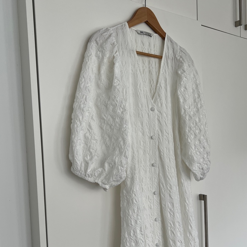 Zara textured white dress
